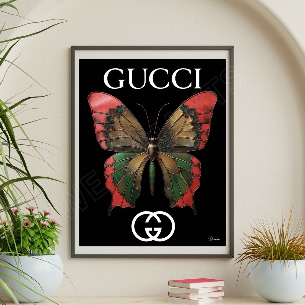 GUCCI BUTTERFLY WALL Artwork 11X14- Wall Decor, GUCCI , LUXURY TRENDY ART